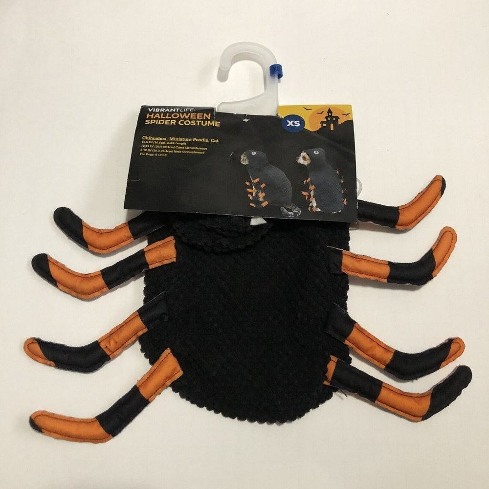New Vibrant Life Dog Cat Pet Spider Costume Halloween Size XS Hoodie Black